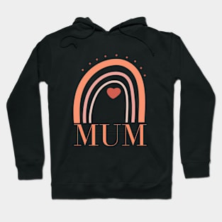 Colorful rainbow illustration celebrating Mum with heart emblem Hoodie